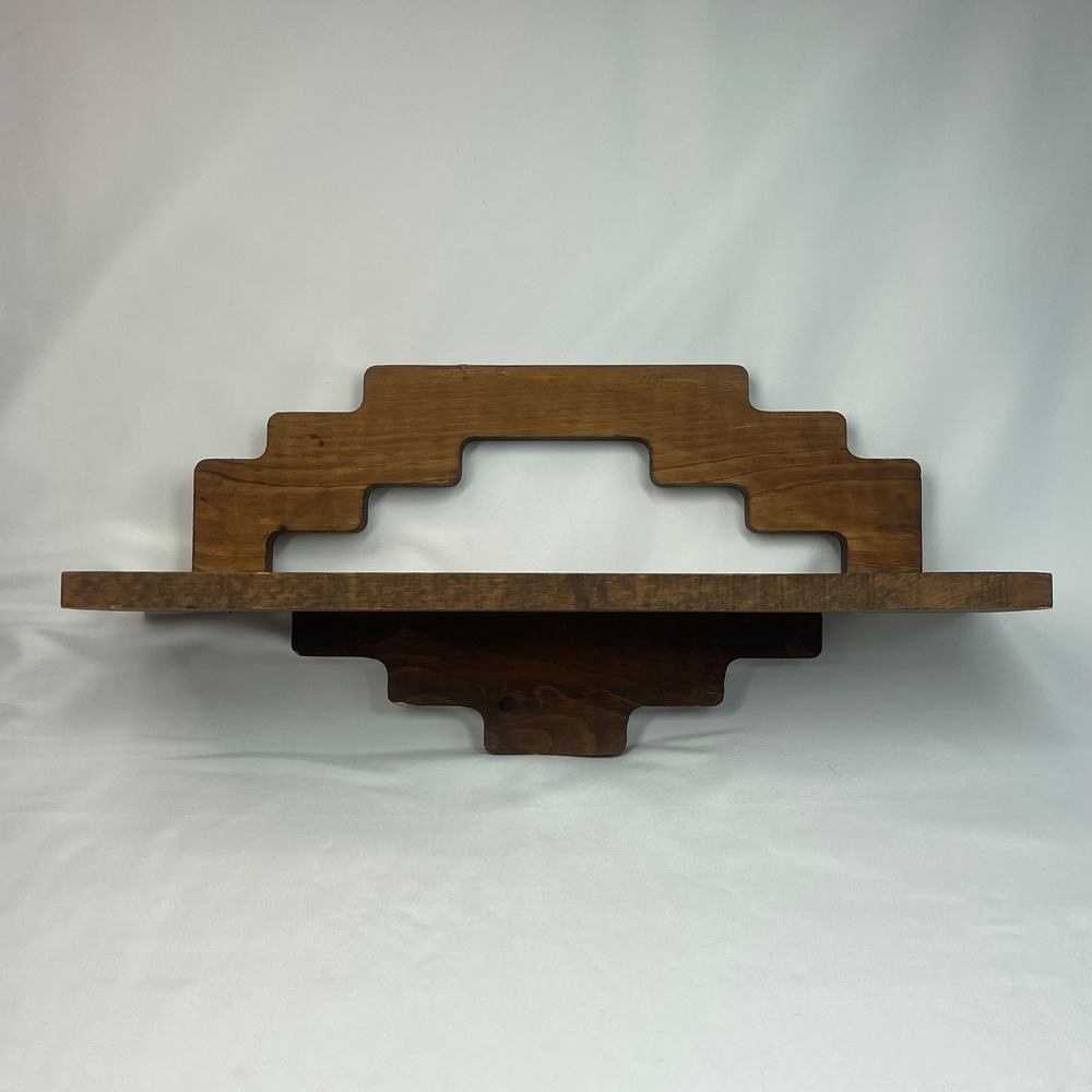 Vintage Southwestern Stepped Wood Wall Shelf Geometric Floating Ledge 17.5in